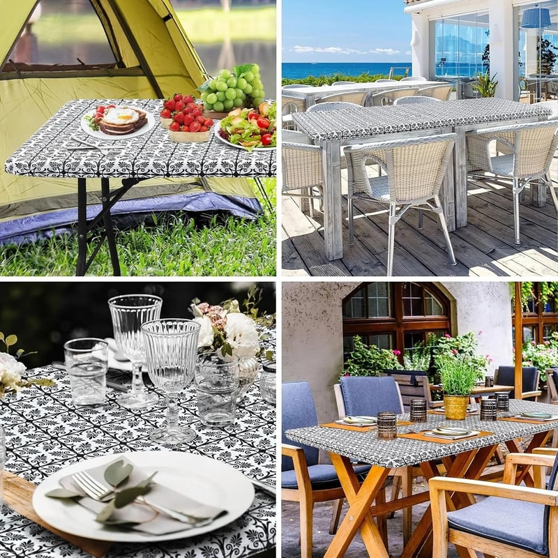 Elastic Fitted Plastic Tablecloth For Rectangle Tables 5