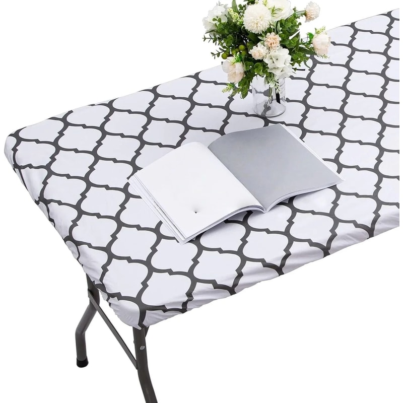 Elastic Fitted Plastic Tablecloth For Rectangle Tables 7