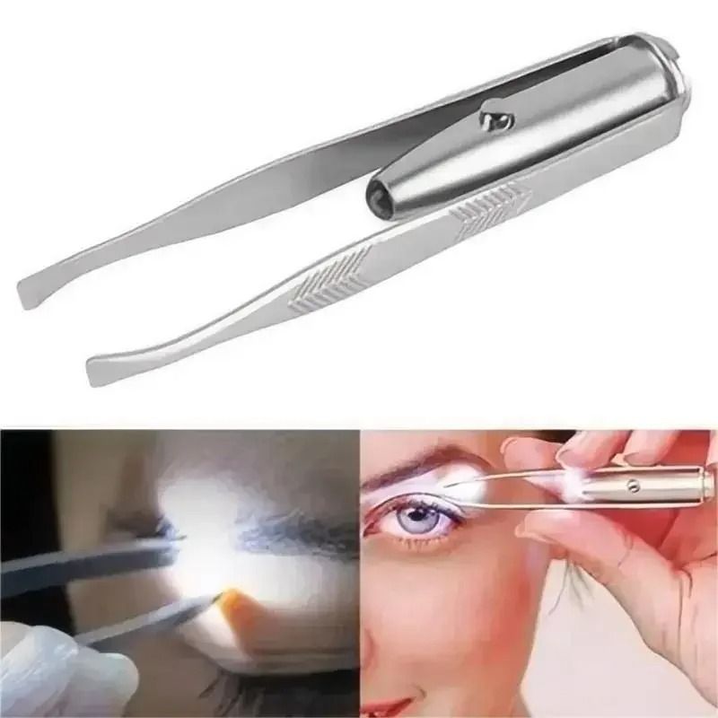 Stainless Steel Eyebrow Hair Removal Tweezer With LED Light 0