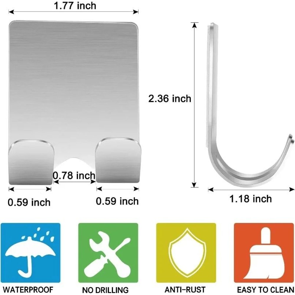 Stainless Steel Razor Holder Wall Mount Shaver Storage Hook Set 5