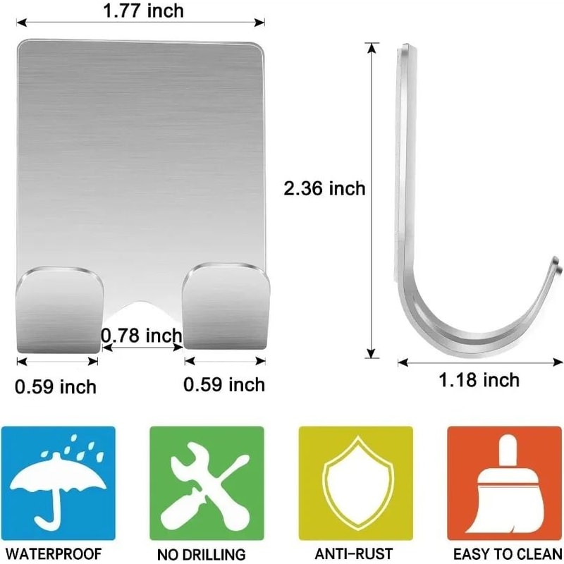 Stainless Steel Razor Holder Wall Mount Shaver Storage Hook Set 5