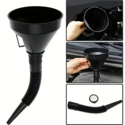 flexible automotive fuel funnel with wide mouth spill proof design