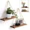 Wooden Hanging Rope Shelf Floating Wall Plant Display Tray 0