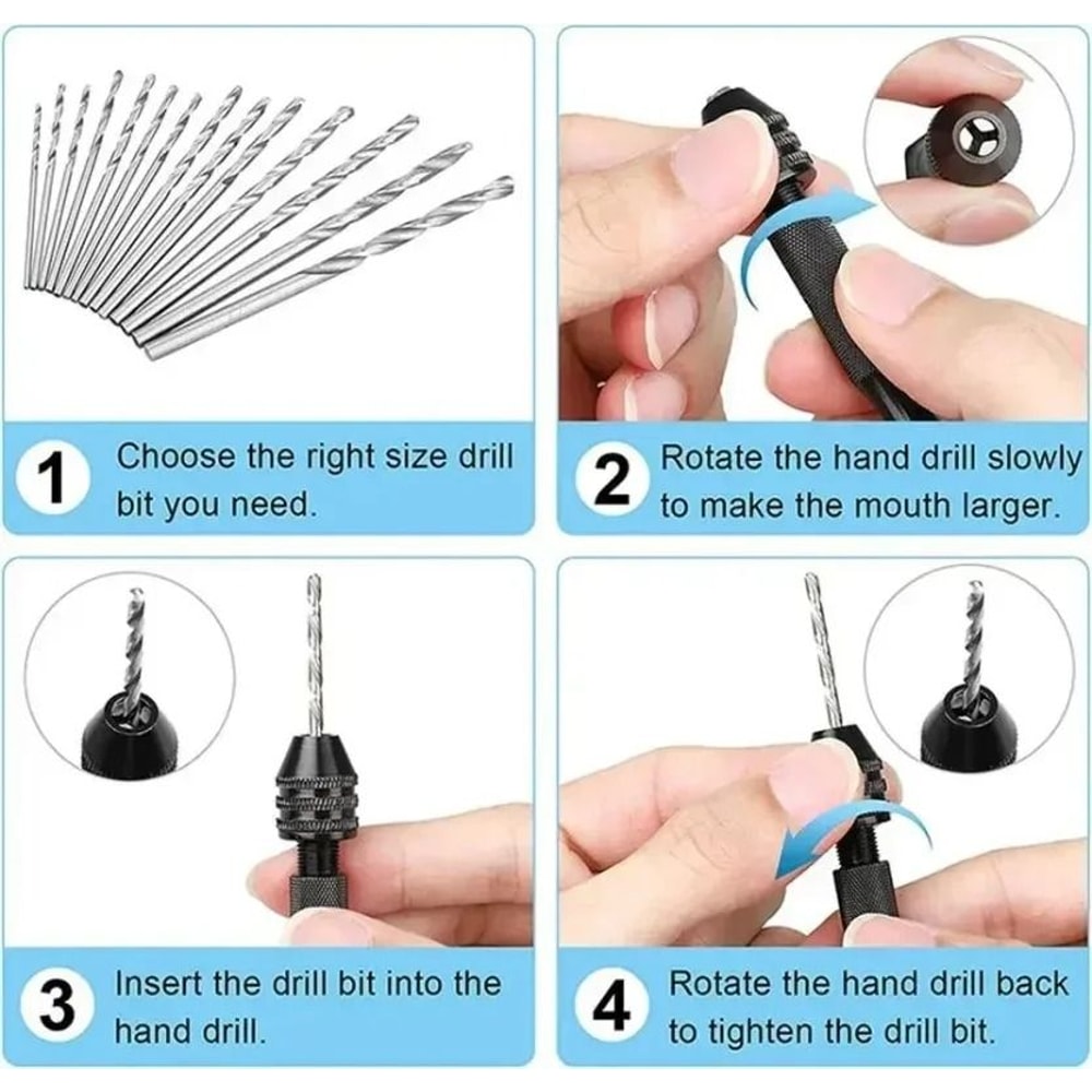Mini Hand Twist Drill Set With Chuck For Wood And DIY Craft Drilling 4