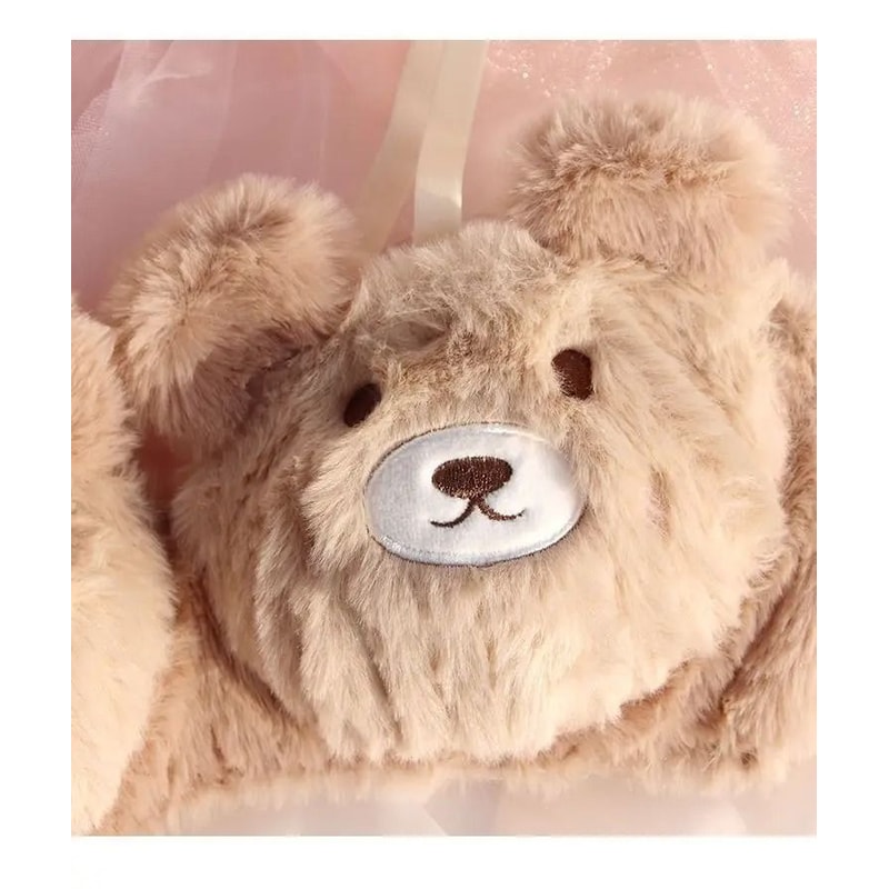 Cute Japanese Style Plush Winter Bra With Rabbit Bear Design No Underwire 6