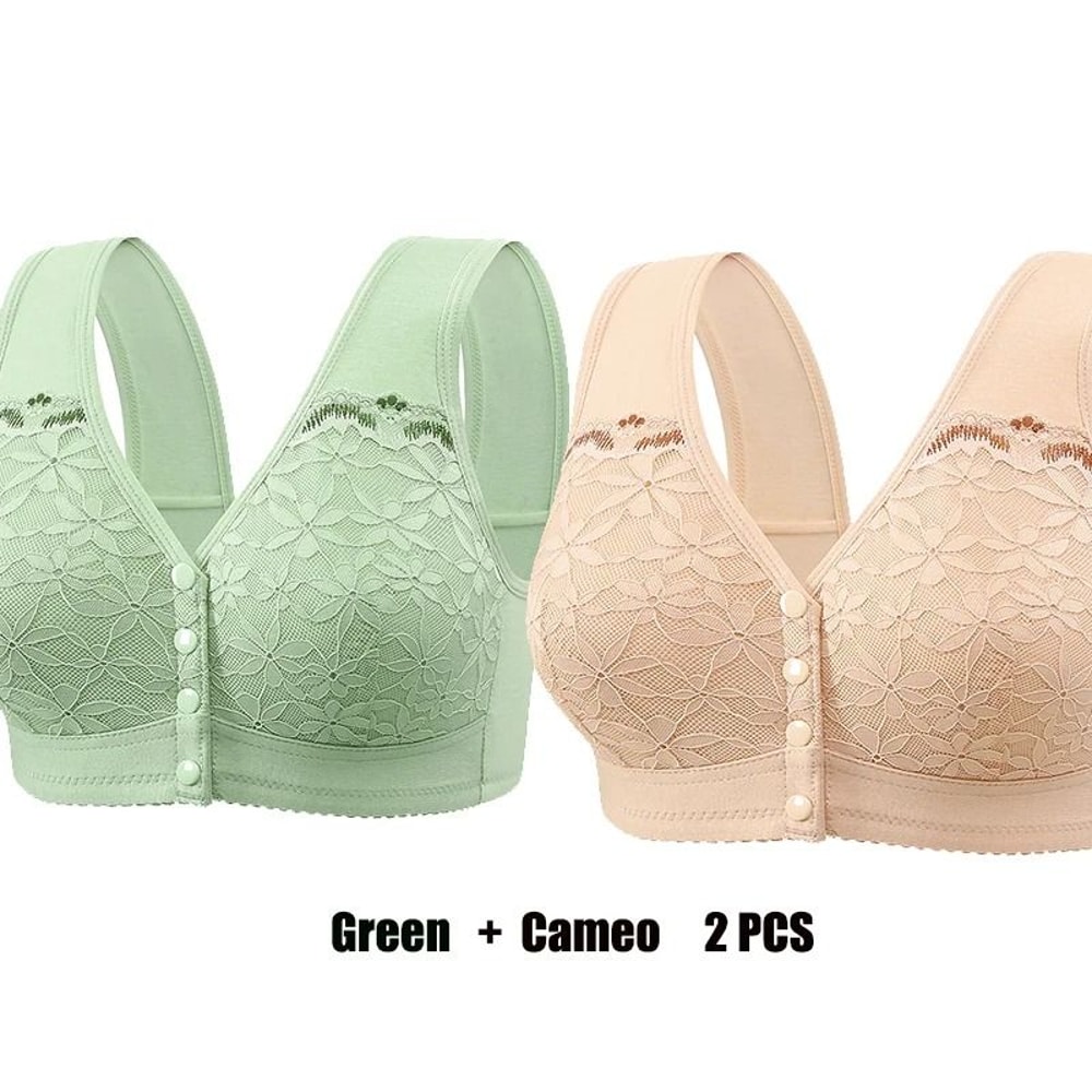 Front Buckle Soft Cotton Bra For Elderly Women No Underwire 14