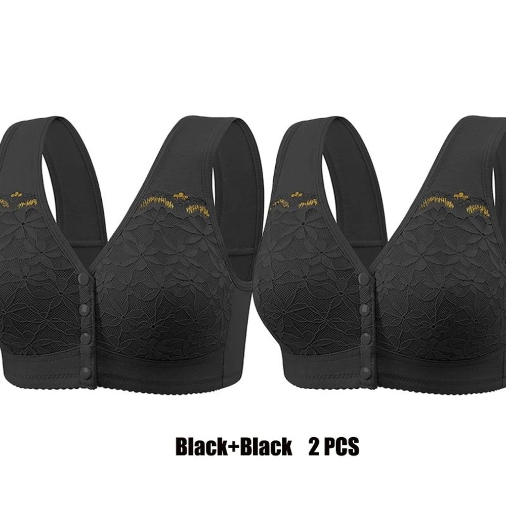 Front Buckle Soft Cotton Bra For Elderly Women No Underwire 6