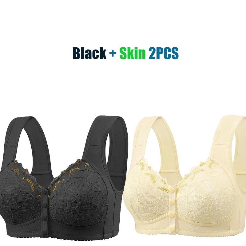 Front Buckle Soft Cotton Bra For Elderly Women No Underwire 23