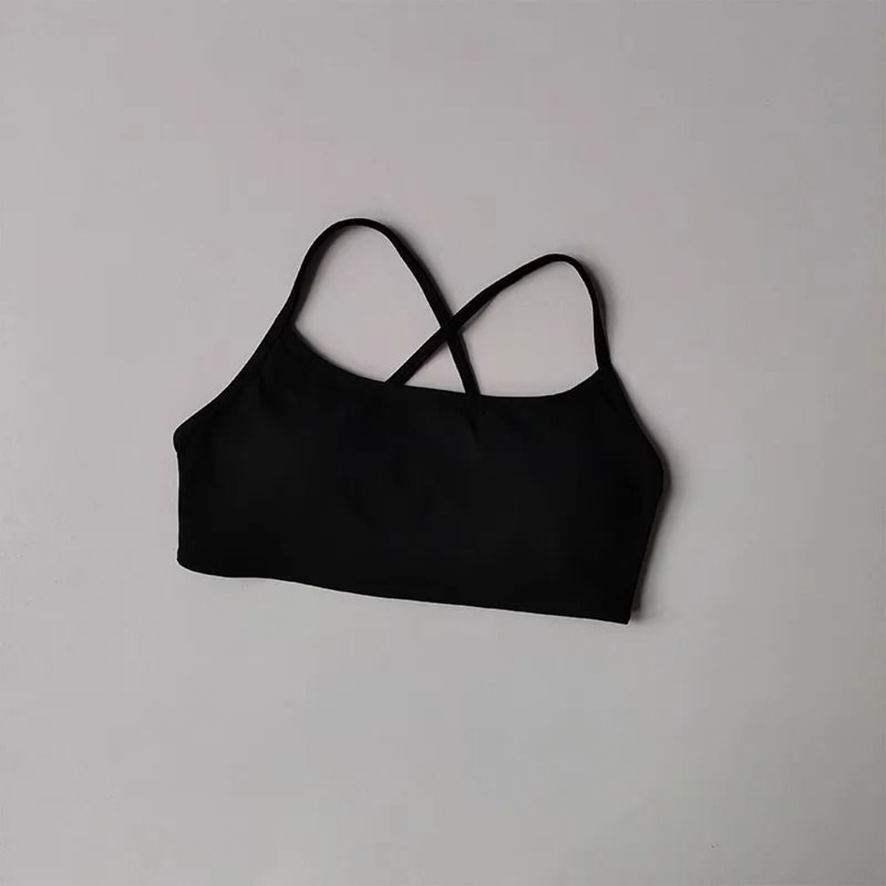 Womens Solid Color Cross Back Sports Bra With Chest Pad For Yoga Gym And Fitness 10