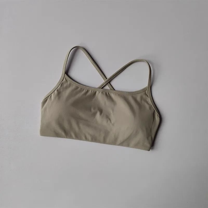 Womens Solid Color Cross Back Sports Bra With Chest Pad For Yoga Gym And Fitness 12