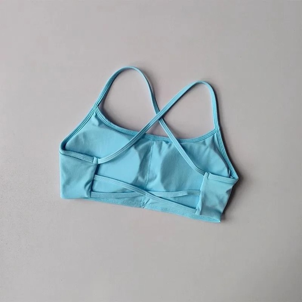 Womens Solid Color Cross Back Sports Bra With Chest Pad For Yoga Gym And Fitness 7