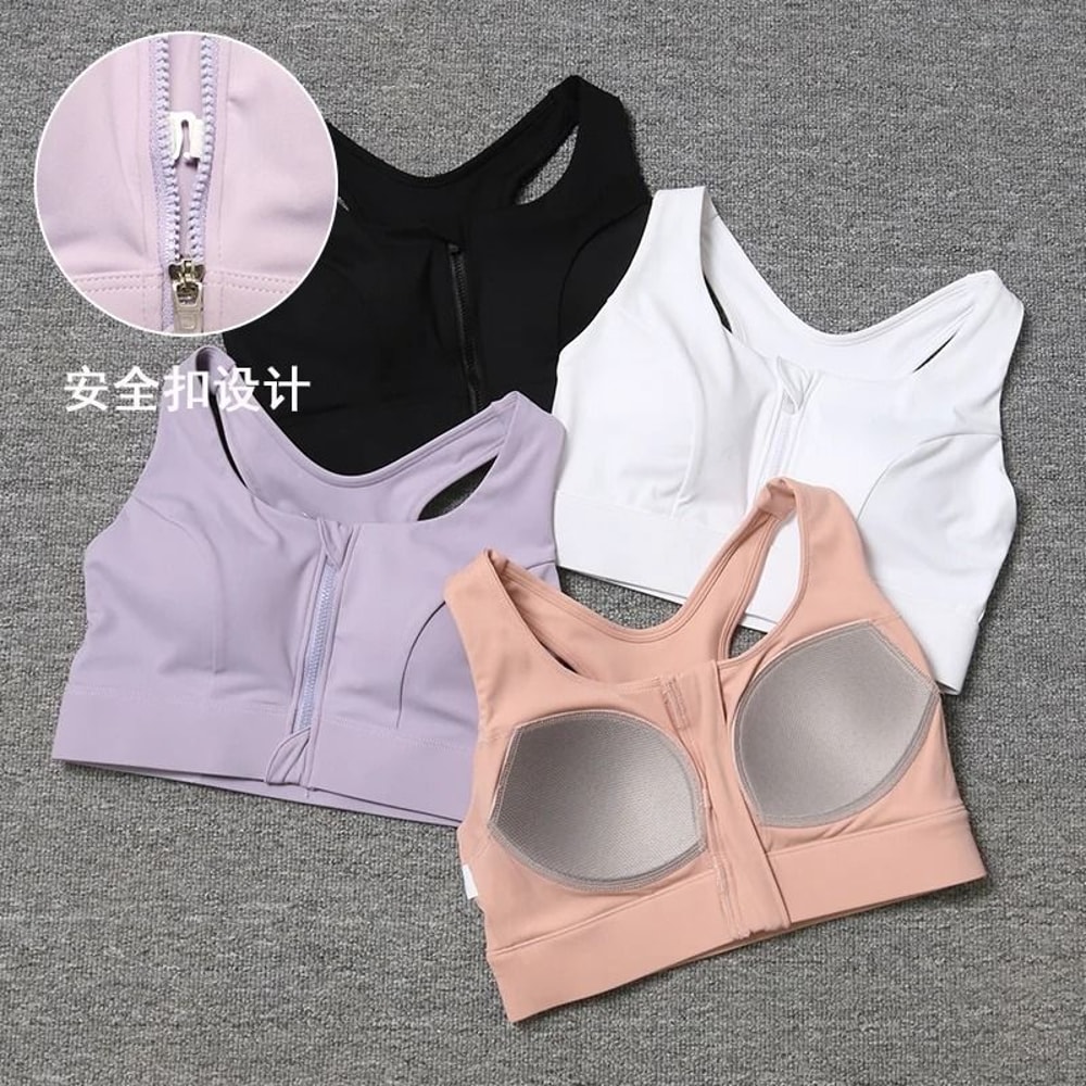 Front Zipper High Support Cross Back Sports Bra For Women 0