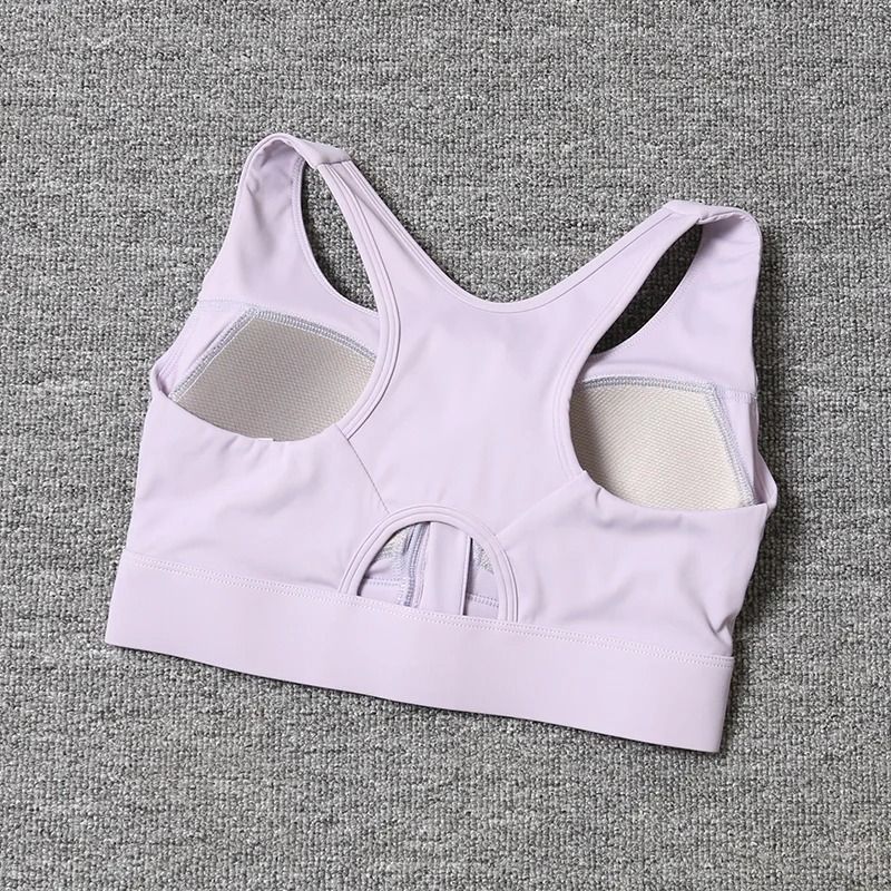 Front Zipper High Support Cross Back Sports Bra For Women 1