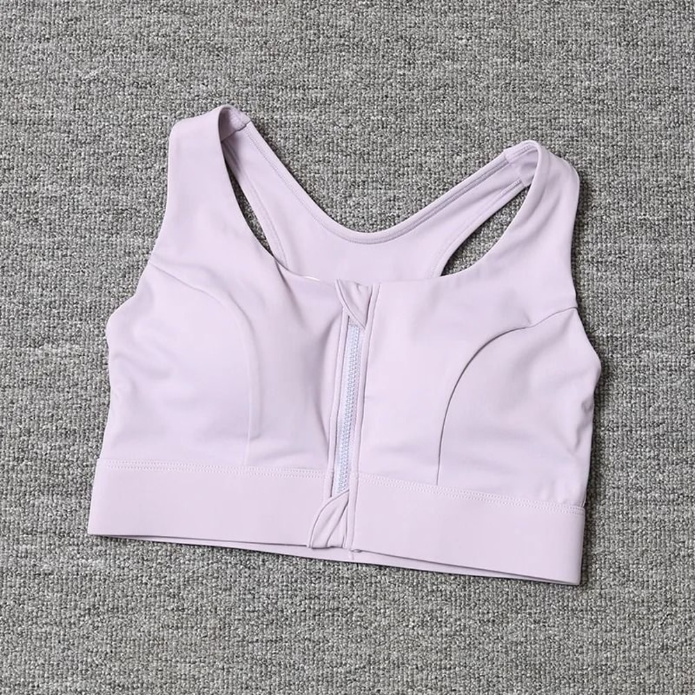 Front Zipper High Support Cross Back Sports Bra For Women 2