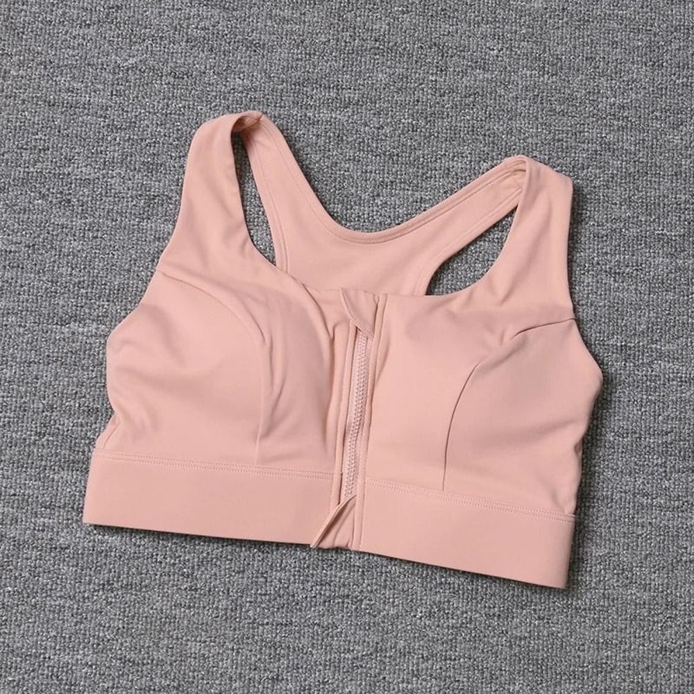 Front Zipper High Support Cross Back Sports Bra For Women 6