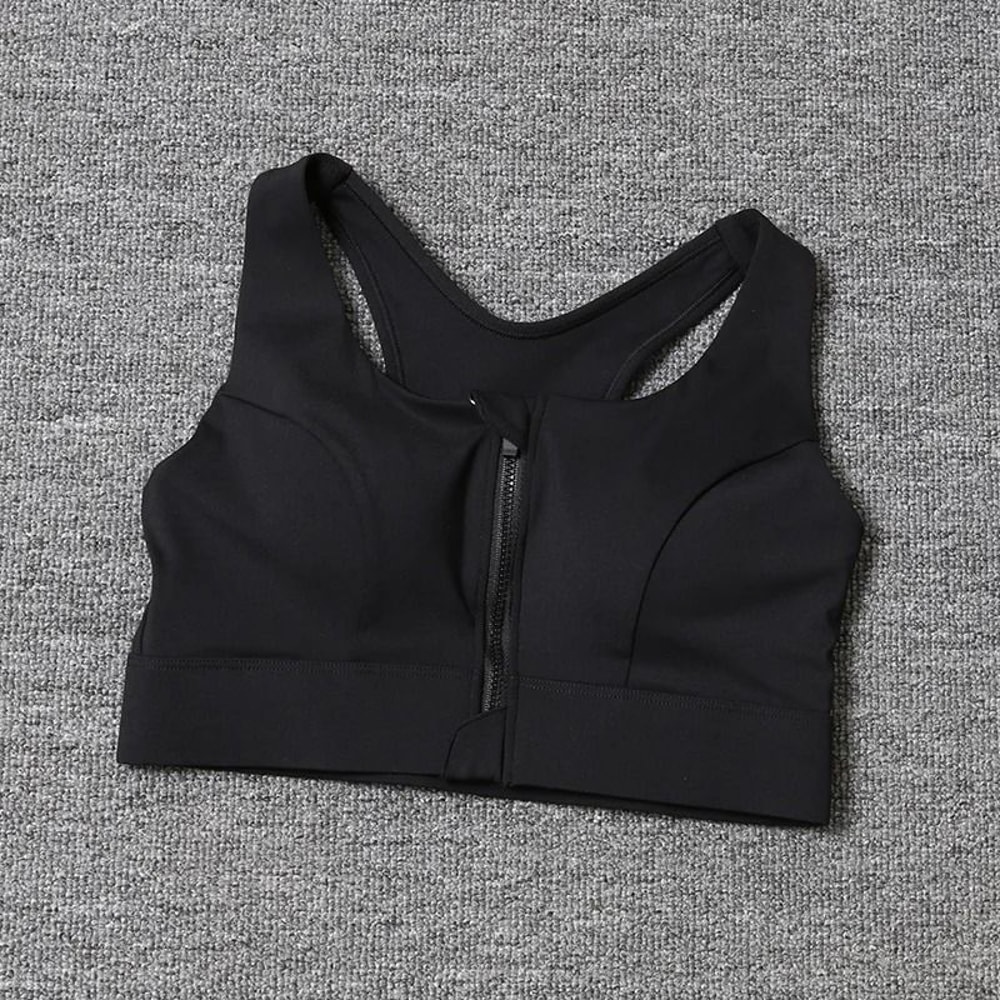 Front Zipper High Support Cross Back Sports Bra For Women 8