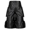 Mauroicardi Black Faux Fur Patchwork PU Leather Shorts For Men With 3D Pockets Luxury Emo Streetwea 1