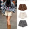 Womens Faux Lamb Fur High Waisted Winter Shorts Warm Fleece Korean Style Outerwear Hot Pants 0