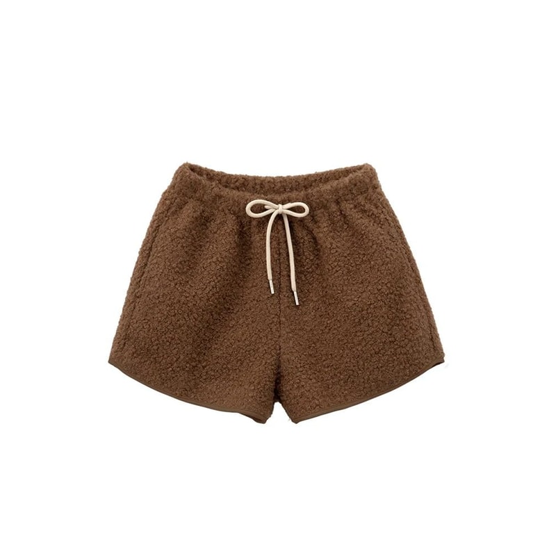 Womens Faux Lamb Fur High Waisted Winter Shorts Warm Fleece Korean Style Outerwear Hot Pants 9