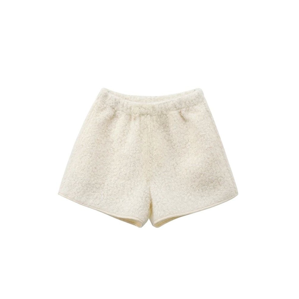 Womens Faux Lamb Fur High Waisted Winter Shorts Warm Fleece Korean Style Outerwear Hot Pants 1