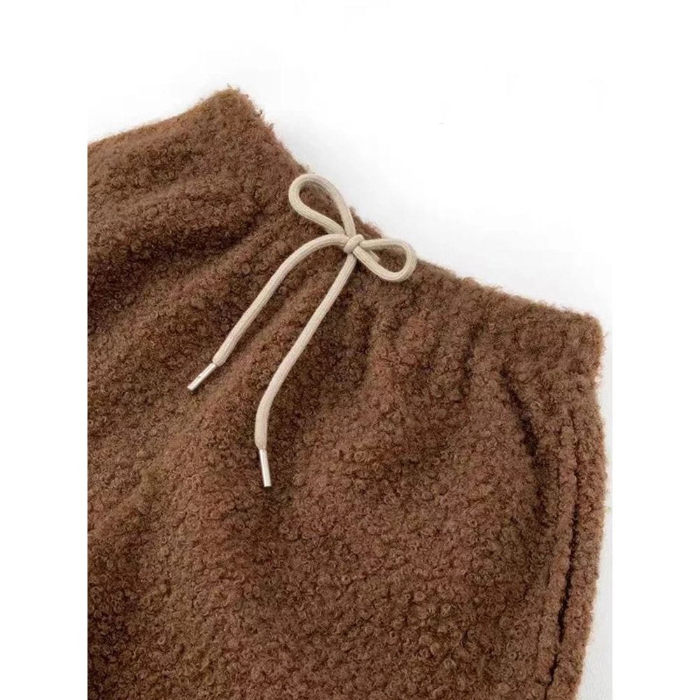 Womens Faux Lamb Fur High Waisted Winter Shorts Warm Fleece Korean Style Outerwear Hot Pants 4