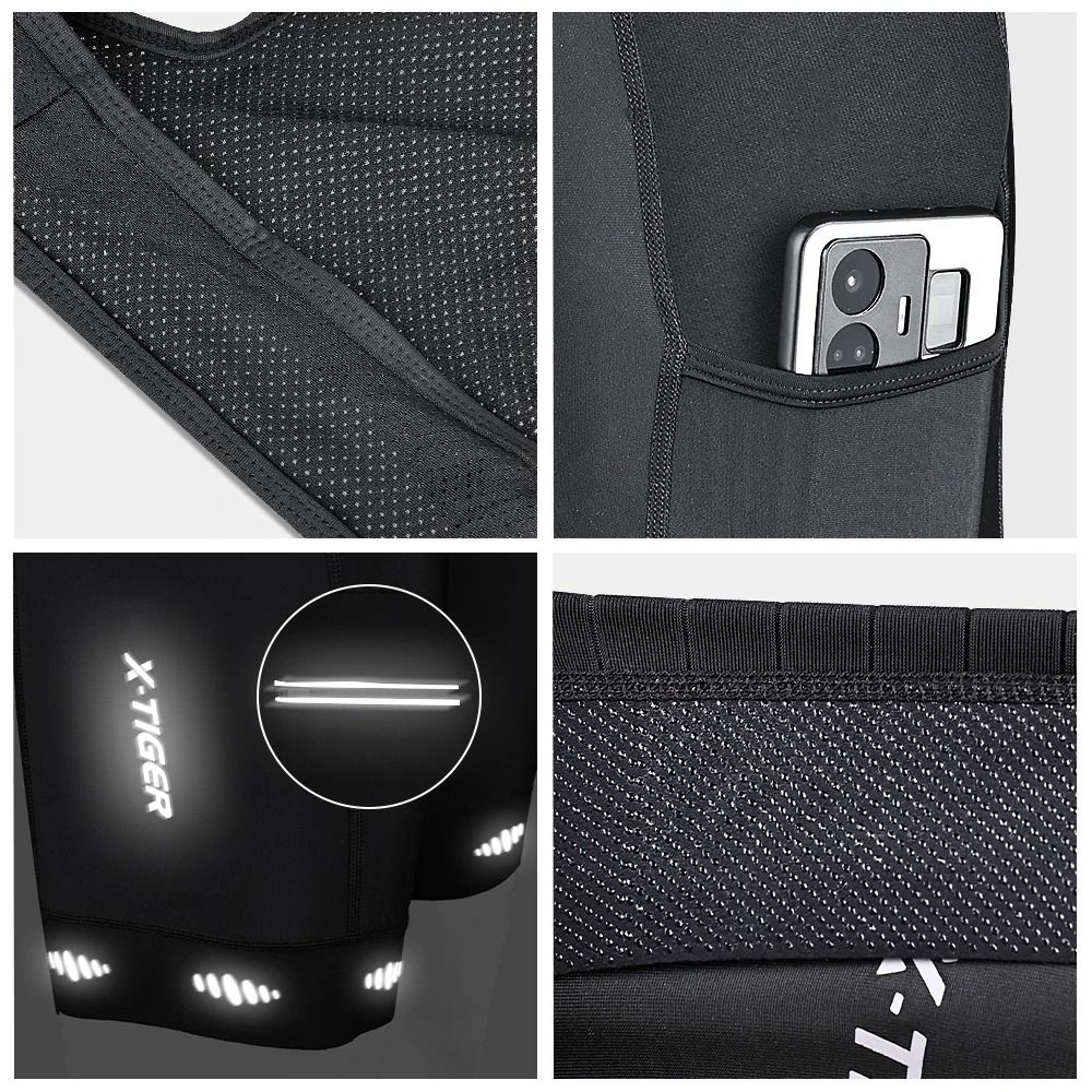 X Tiger Thermal Winter Cycling Bib Shorts Mens Fleece Padded MTB Road Bike Bib Pants With Back Pock 2