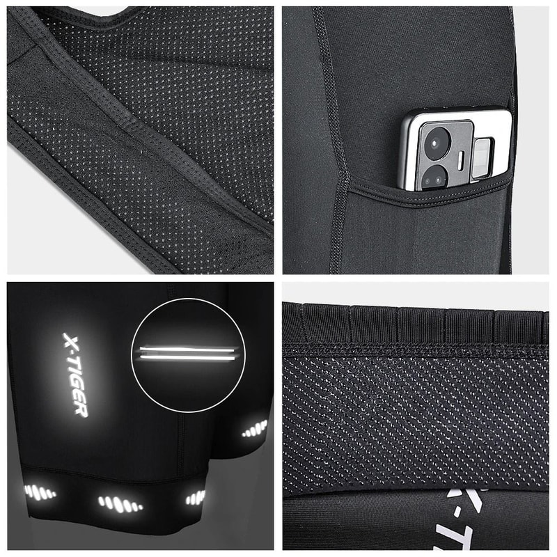 X Tiger Thermal Winter Cycling Bib Shorts Mens Fleece Padded MTB Road Bike Bib Pants With Back Pock 2