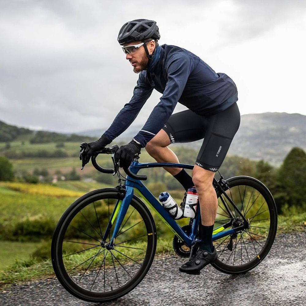 X Tiger Thermal Winter Cycling Bib Shorts Mens Fleece Padded MTB Road Bike Bib Pants With Back Pock 3