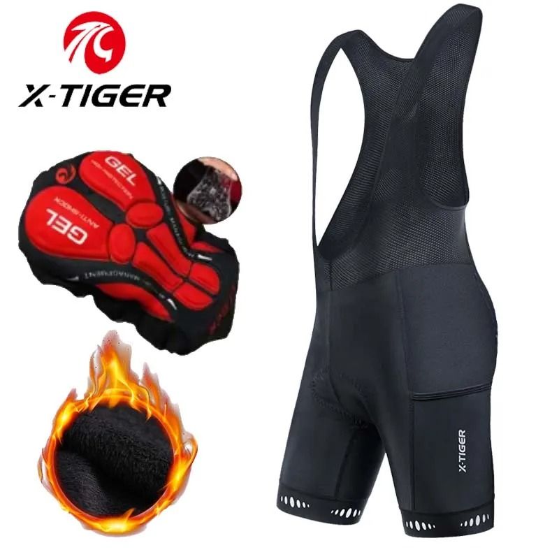 X Tiger Thermal Winter Cycling Bib Shorts Mens Fleece Padded MTB Road Bike Bib Pants With Back Pock 5