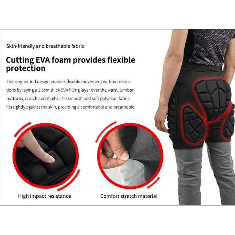 WOSAWE Padded Motorcycle Shorts Hip Protection Armor For Ski Snowboard Skate And Riding 4