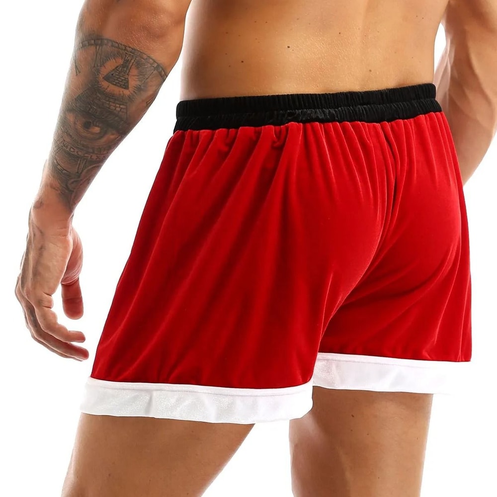 Mens Christmas Santa Claus Flannel Cosplay Shorts Sexy Holiday Boxer Costume 2