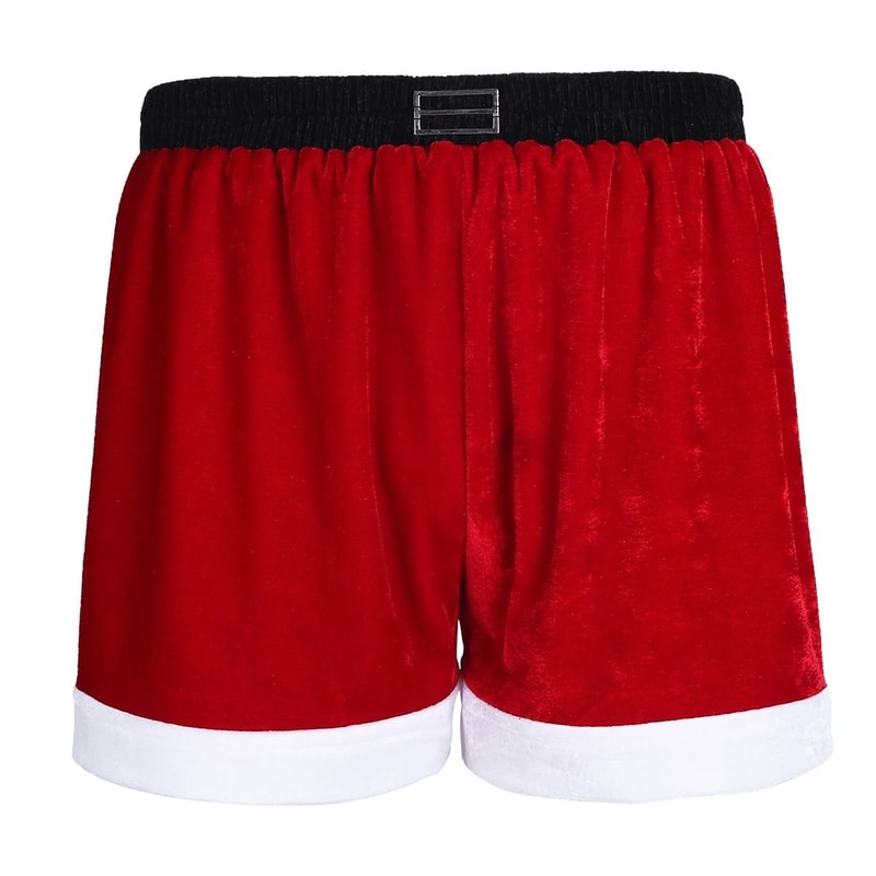 Mens Christmas Santa Claus Flannel Cosplay Shorts Sexy Holiday Boxer Costume 6
