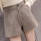 Thicker Houndstooth High Waist A Line Shorts For Women Warm Autumn Winter Korean Style 6