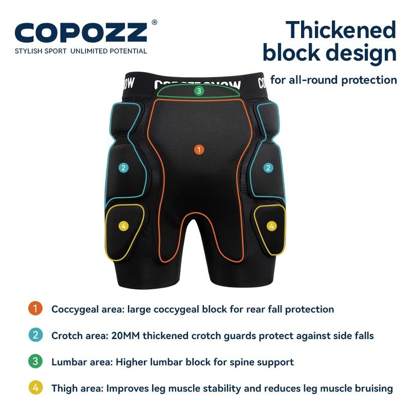 COPOZZ Extreme Sports Hip And Knee Protective Padded Shorts For Ski Skate Snowboard 4