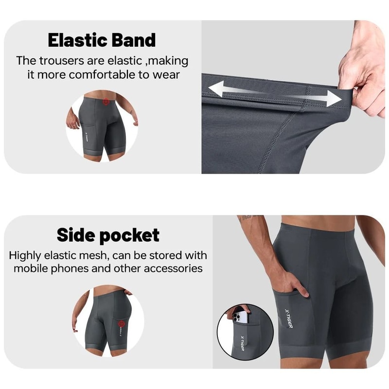 Mens Padded Cycling Underwear Shorts With 5D Gel Cushion For MTB And Road Riding 2