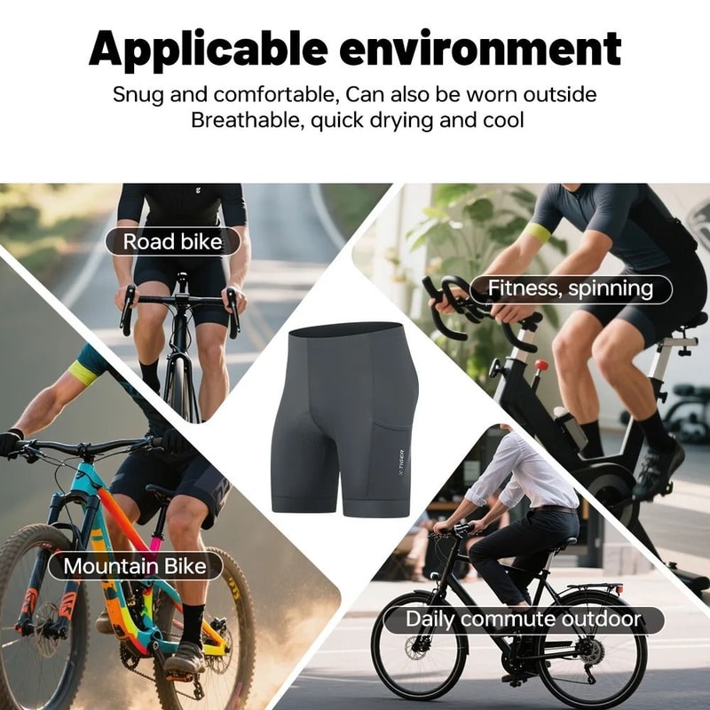Mens Padded Cycling Underwear Shorts With 5D Gel Cushion For MTB And Road Riding 4