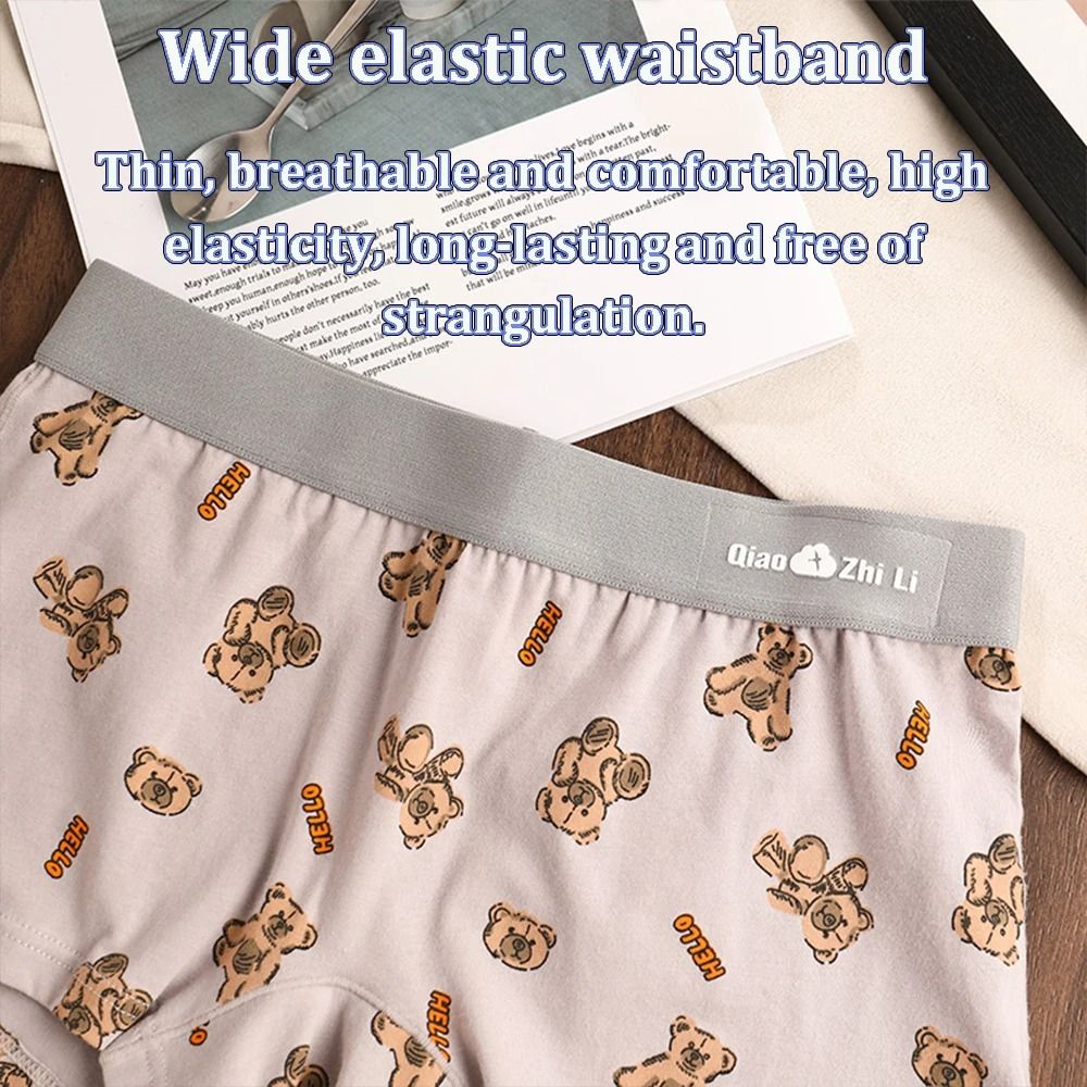 Womens Cotton Bear Print Panties Three Pack For Autumn And Winter Comfort 2