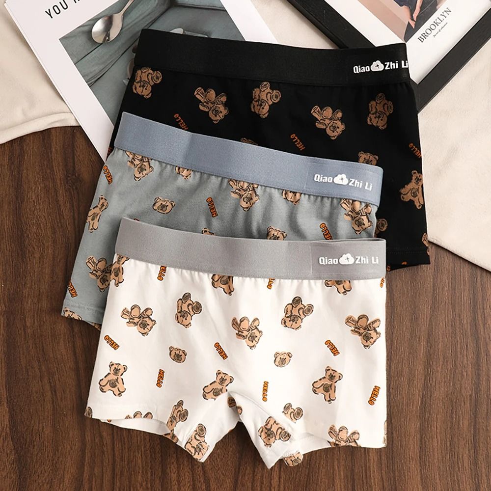 Womens Cotton Bear Print Panties Three Pack For Autumn And Winter Comfort 12