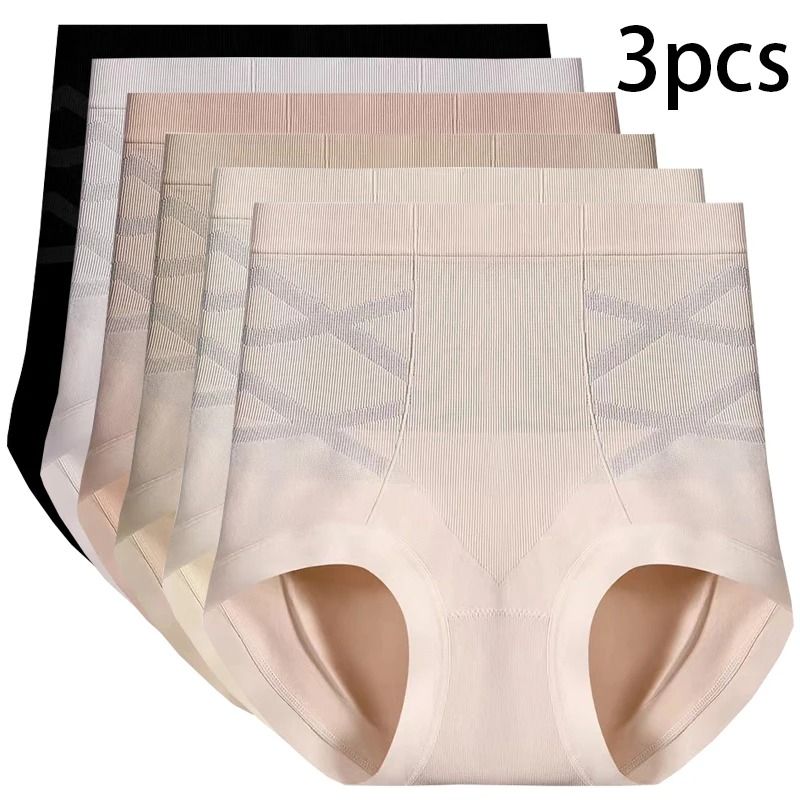 Womens High Waist Shaping Panties Seamless Breathable Slimming Underwear Three Piece Set 0