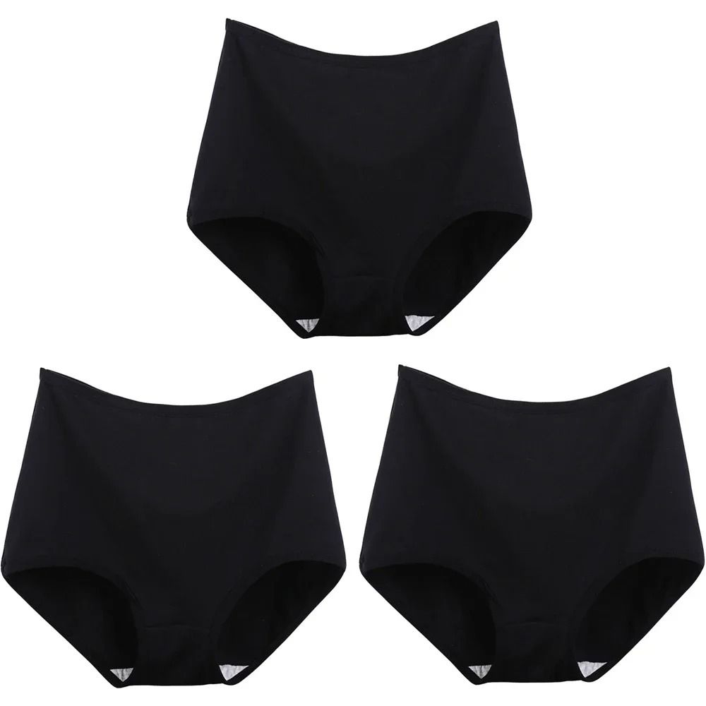 Womens Plus Size Cotton High Waist Briefs Breathable Comfort Underwear Three Piece Set 11