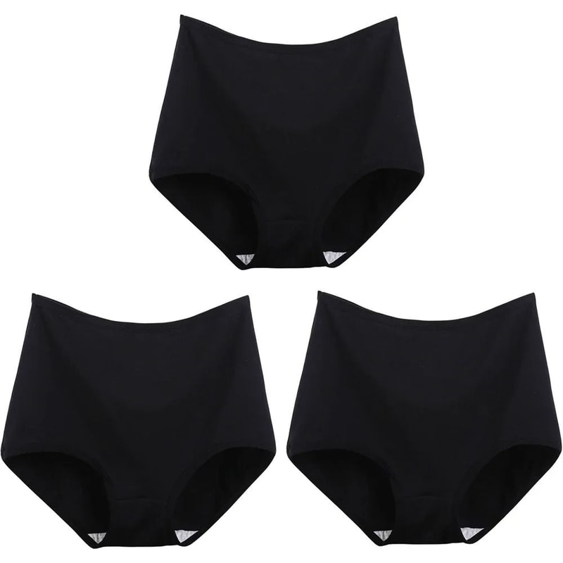 Womens Plus Size Cotton High Waist Briefs Breathable Comfort Underwear Three Piece Set 11