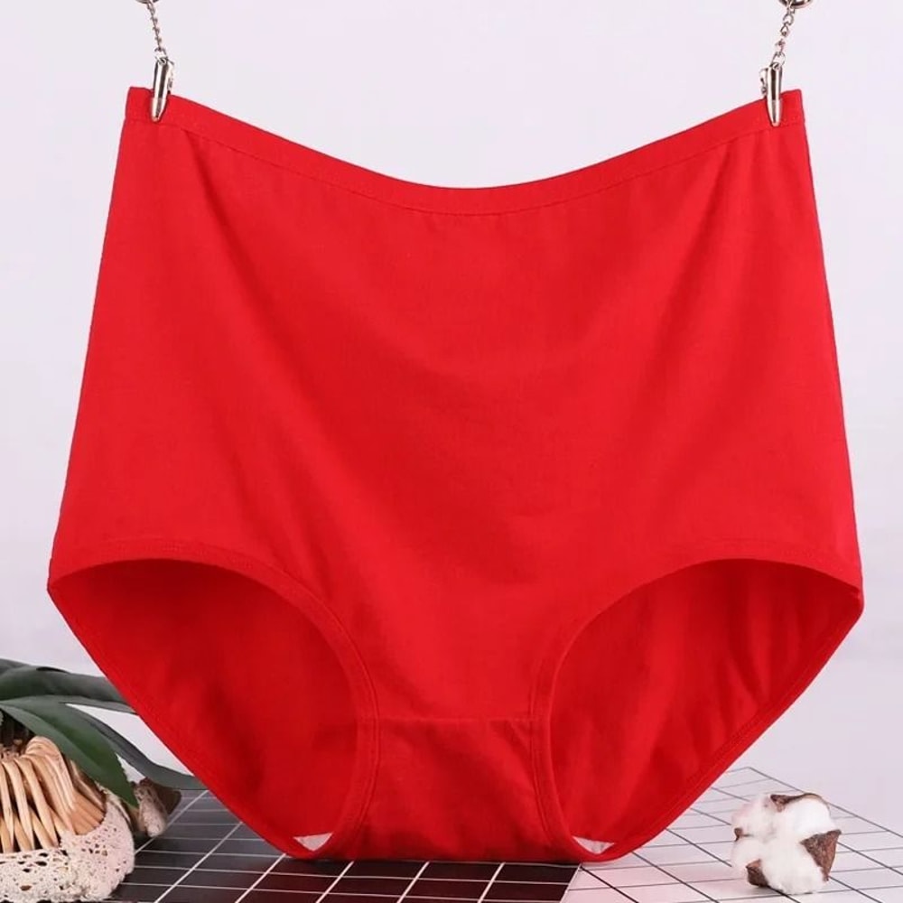Womens Plus Size Cotton High Waist Briefs Breathable Comfort Underwear Three Piece Set 5