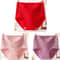 Womens Plus Size Cotton Lace High Waist Briefs Breathable Comfort Underwear Three Piece Set 14