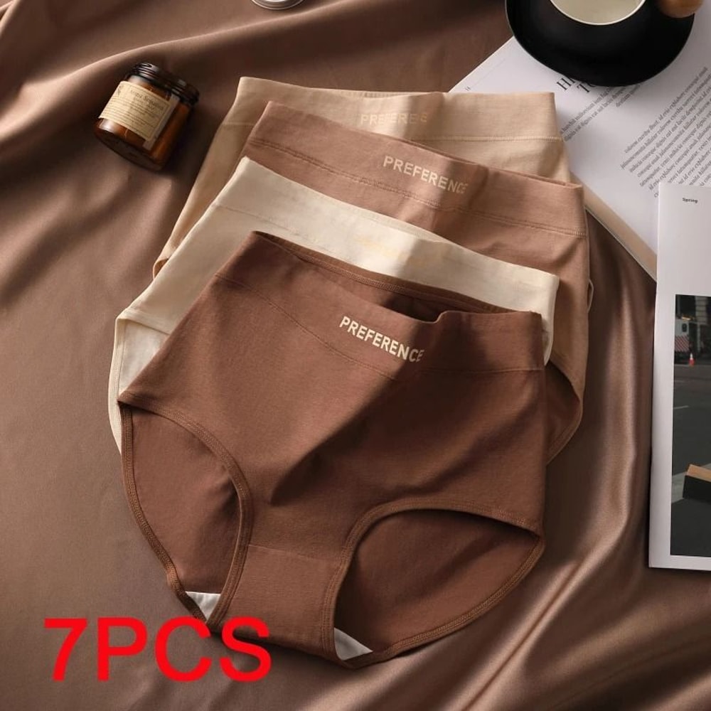 Womens High Waist Cotton Briefs Breathable Comfortable Underwear Seven Piece Set 0