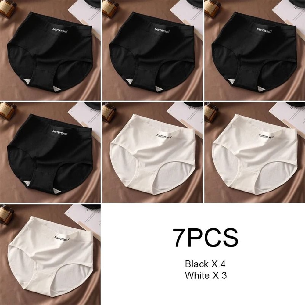 Womens High Waist Cotton Briefs Breathable Comfortable Underwear Seven Piece Set 9