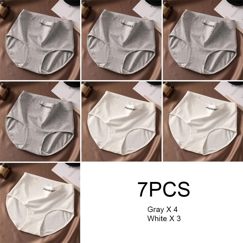 Womens High Waist Cotton Briefs Breathable Comfortable Underwear Seven Piece Set 10