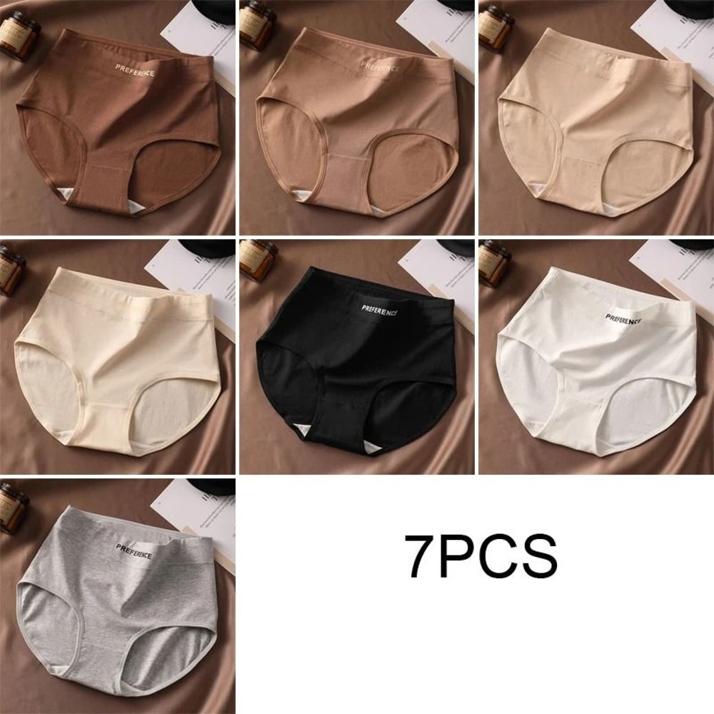 Womens High Waist Cotton Briefs Breathable Comfortable Underwear Seven Piece Set 6