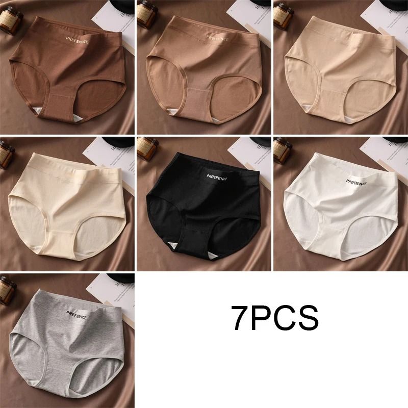 Womens High Waist Cotton Briefs Breathable Comfortable Underwear Seven Piece Set 6