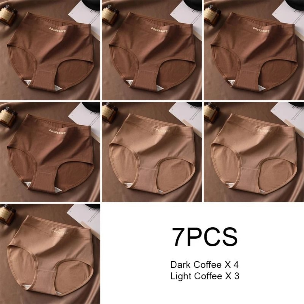 Womens High Waist Cotton Briefs Breathable Comfortable Underwear Seven Piece Set 7