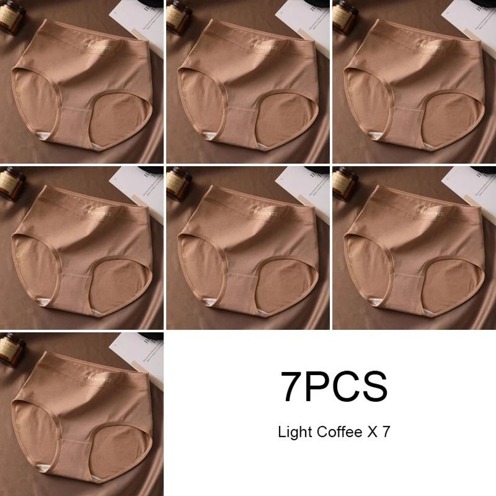 Womens High Waist Cotton Briefs Breathable Comfortable Underwear Seven Piece Set 12